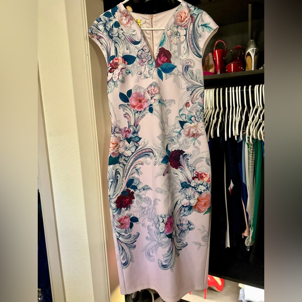 Ted Baker Pink Floral Midi Dress
